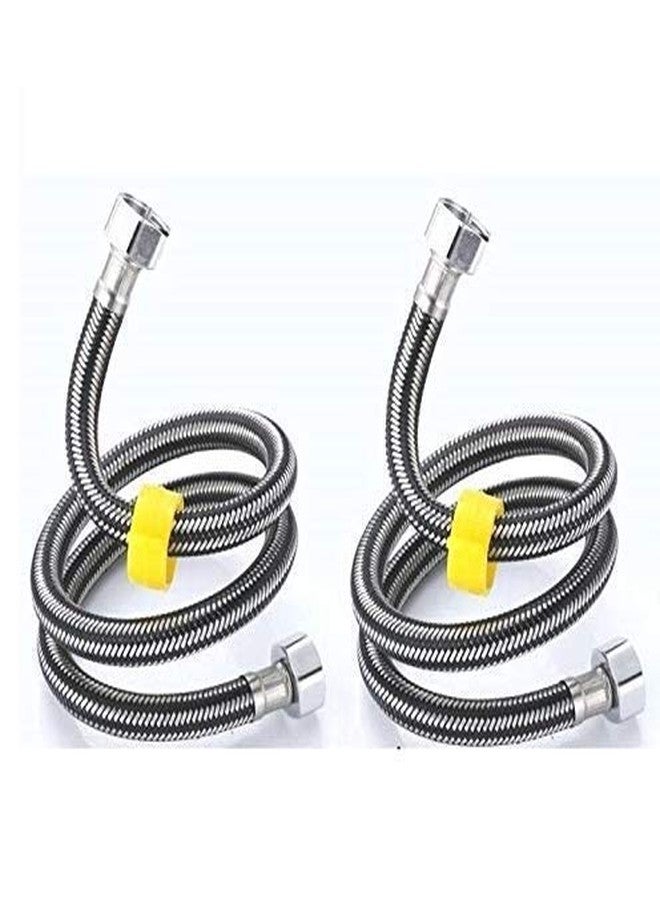 SELLZY SS-304 Heavy Duty Connection Pipe for Wash Basin, Geyser, Hot & Cold Water, Basin Mixer | Leak Proof Flexible Tap Connector Pipe | Rust Free, Durable, Long Life (18inch Black (Pack of 2) - Image 1
